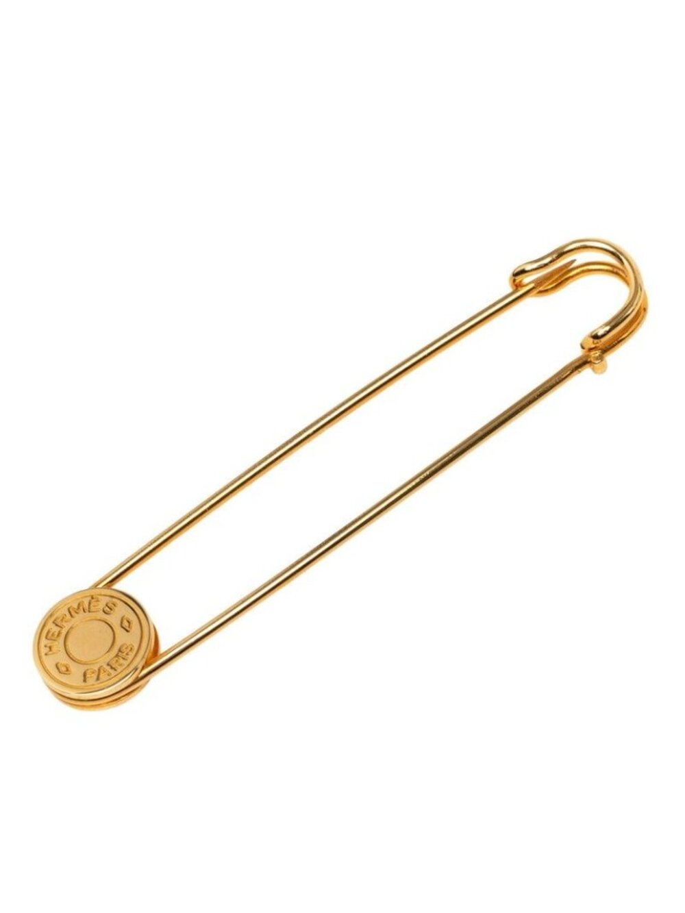 Hermes Sellier Safety Pin Gold Plated Brooch